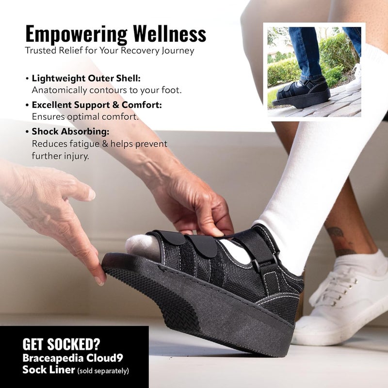 Braceapedia Wedge Post-Op Shoe, Medical Offloading Shoes for Toe Injuries, Surgical and Orthopedic Boot for Foot, Plantar Fasciitis, Bunion, Hammertoe, Broken Toe Support for Men and Women, Size XS - Image 5